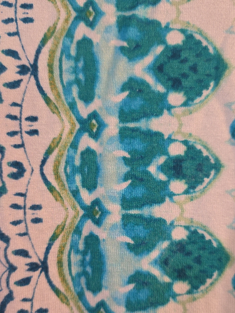 Chico's Bright Blue /Aqua Graphic Print Cold-Shoulder Women’s Top Small - Picture 3 of 5